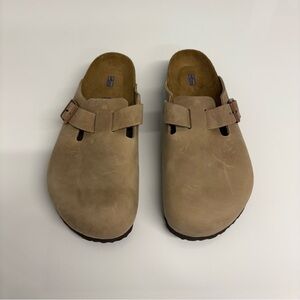 BNWT Birkenstock Boston Soft Footbed Clogs Stone Coin Suede